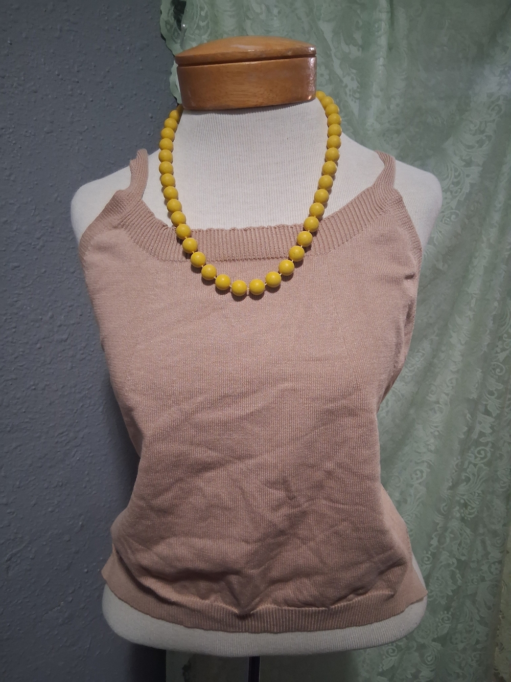Slim Ribbed Crop Tank Top in Light Beige